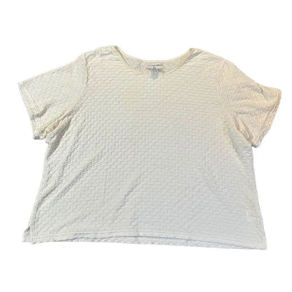 Sag Harbor Women’s White Textured Blouse 2X